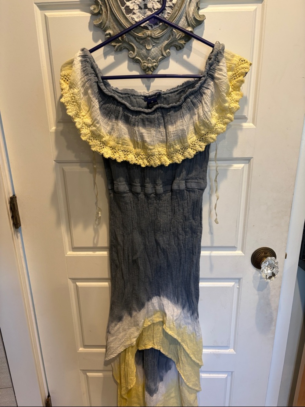 Ocean Drive Gray and Yellow Off-Shoulder Swim Coverup